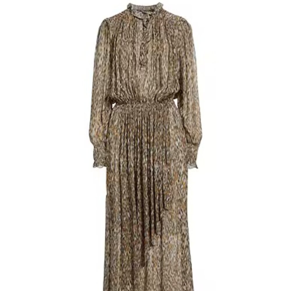 Isabel Marant Etoile Abstract Pattern Midi Dress In Green Size 10 NWT! $825